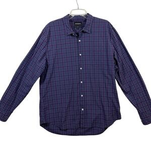 Bonobos Plaid, Mens, XXL Slim Fit Button Down Shirt Purple Blue Long Sleeve